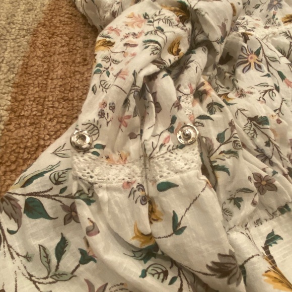 Anthropologie Ginevra Lace Babydoll Blouse Petite Large Lacey Top Floral Peplum - Picture 10 of 10